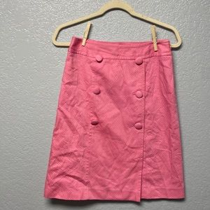 Womens Talbots Pink 100% Cotton Skirt Size 4 Button Front Business Wear Spring